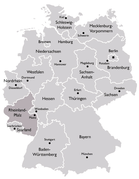 Karte der KVen - Rheinland-Pfalz