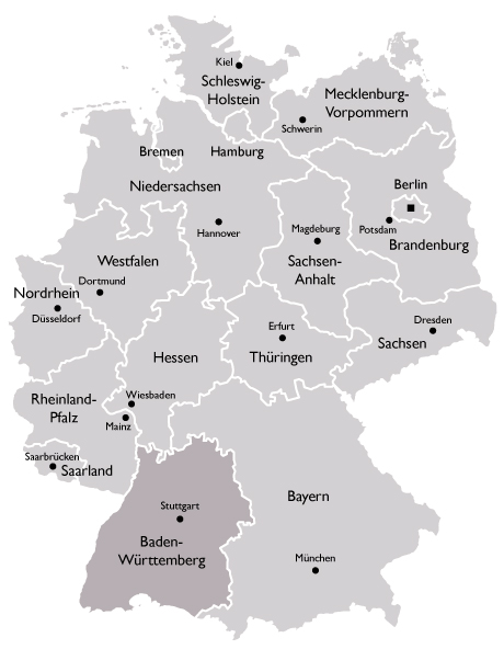 Karte der KVen - Baden-Württemberg