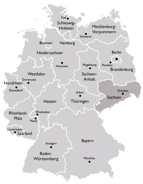 Karte der KVen - Sachsen