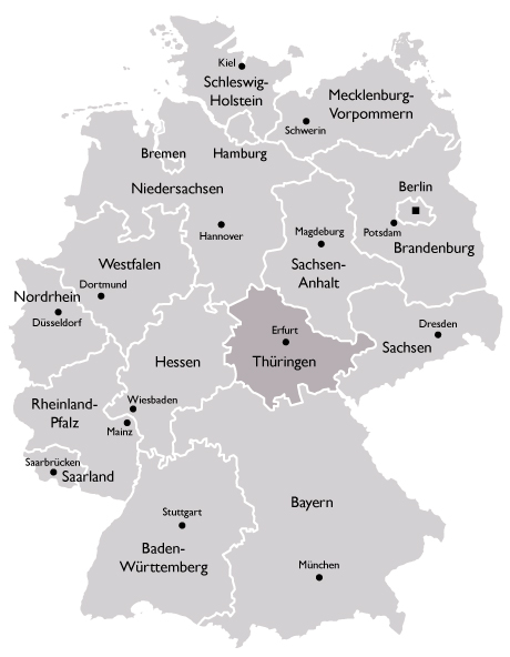 Karte der KVen - Thüringen